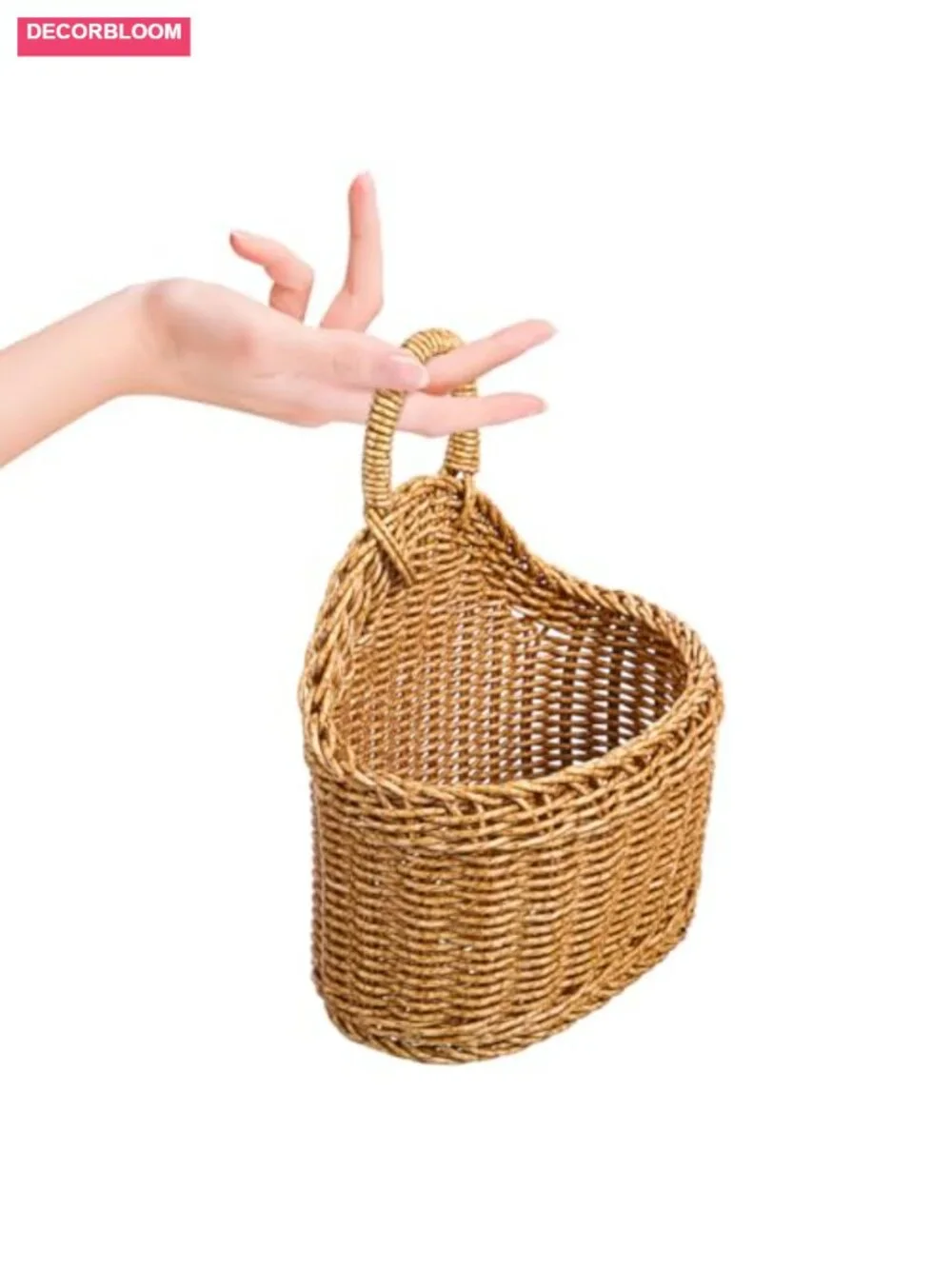 Rattan Woven Wall Storage Basket for Kitchen, Garlic & Produce Organization